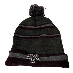 TEXAS A&M Beanie With Pom One Size Fits All Maroon And Gray 12th Man Stretch